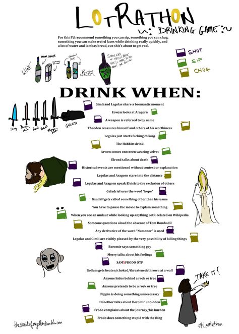 drinking game for lord of the rings